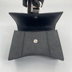 Balenciaga Hourglass XS Top Handle Bag in Black Suede with Silver Hardware