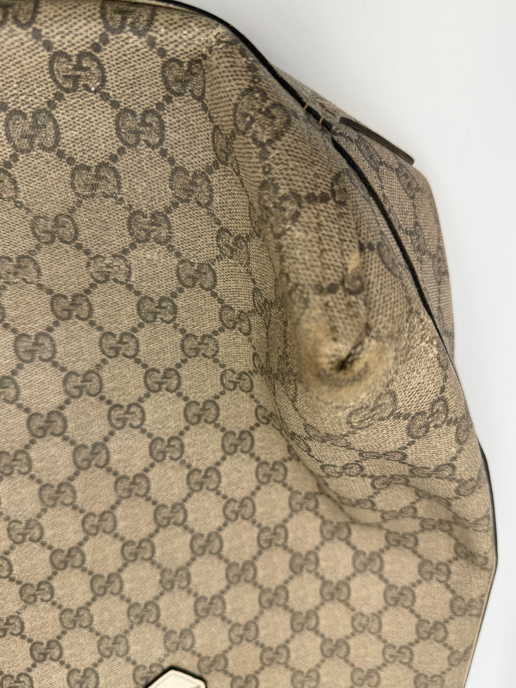 Gucci GG Supreme Canvas Reversible Tote Bag Beige/Ebony with White Leather Trim