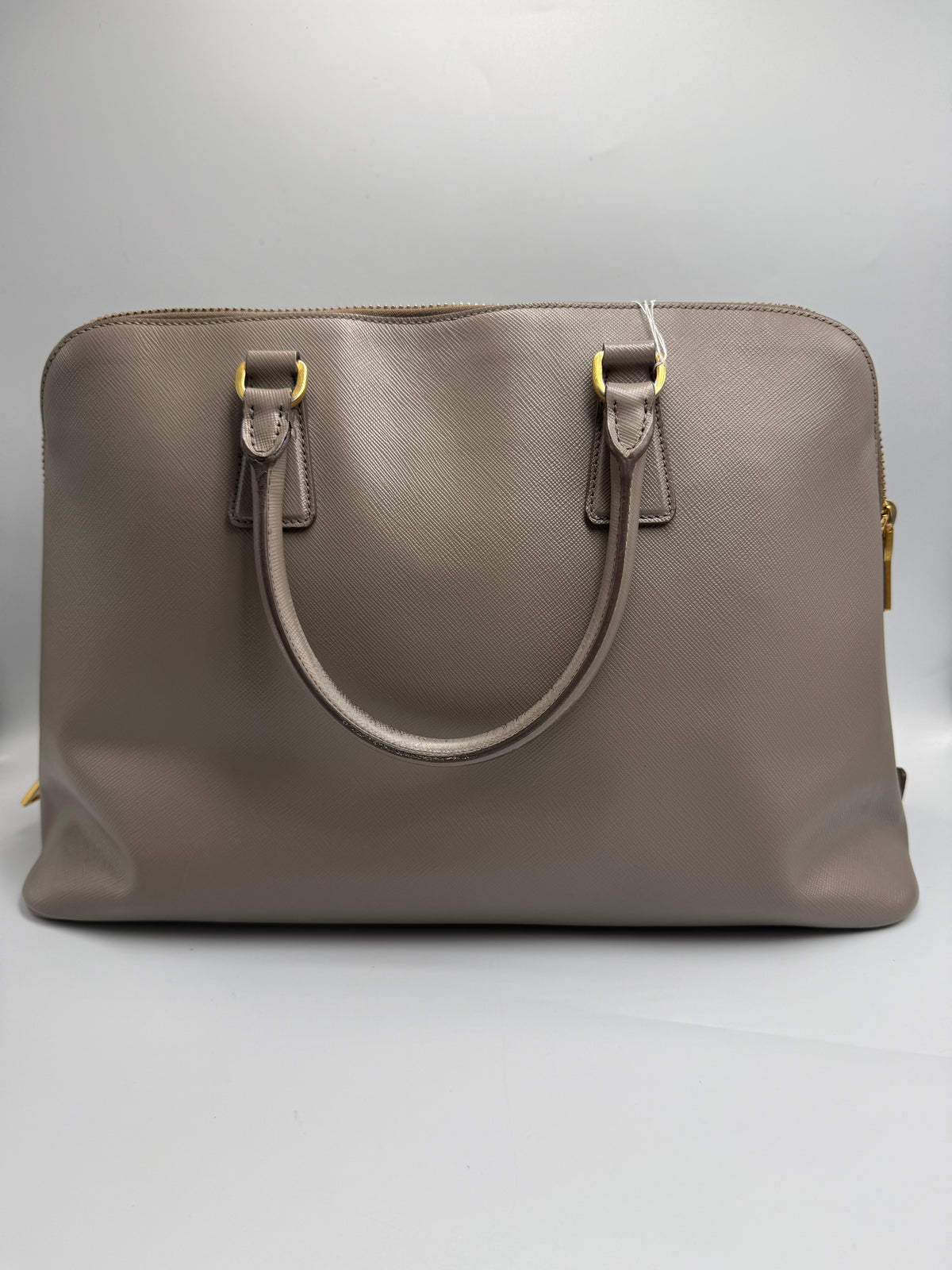 Prada Saffiano Lux Executive Tote in Argilla (Taupe / Grey)