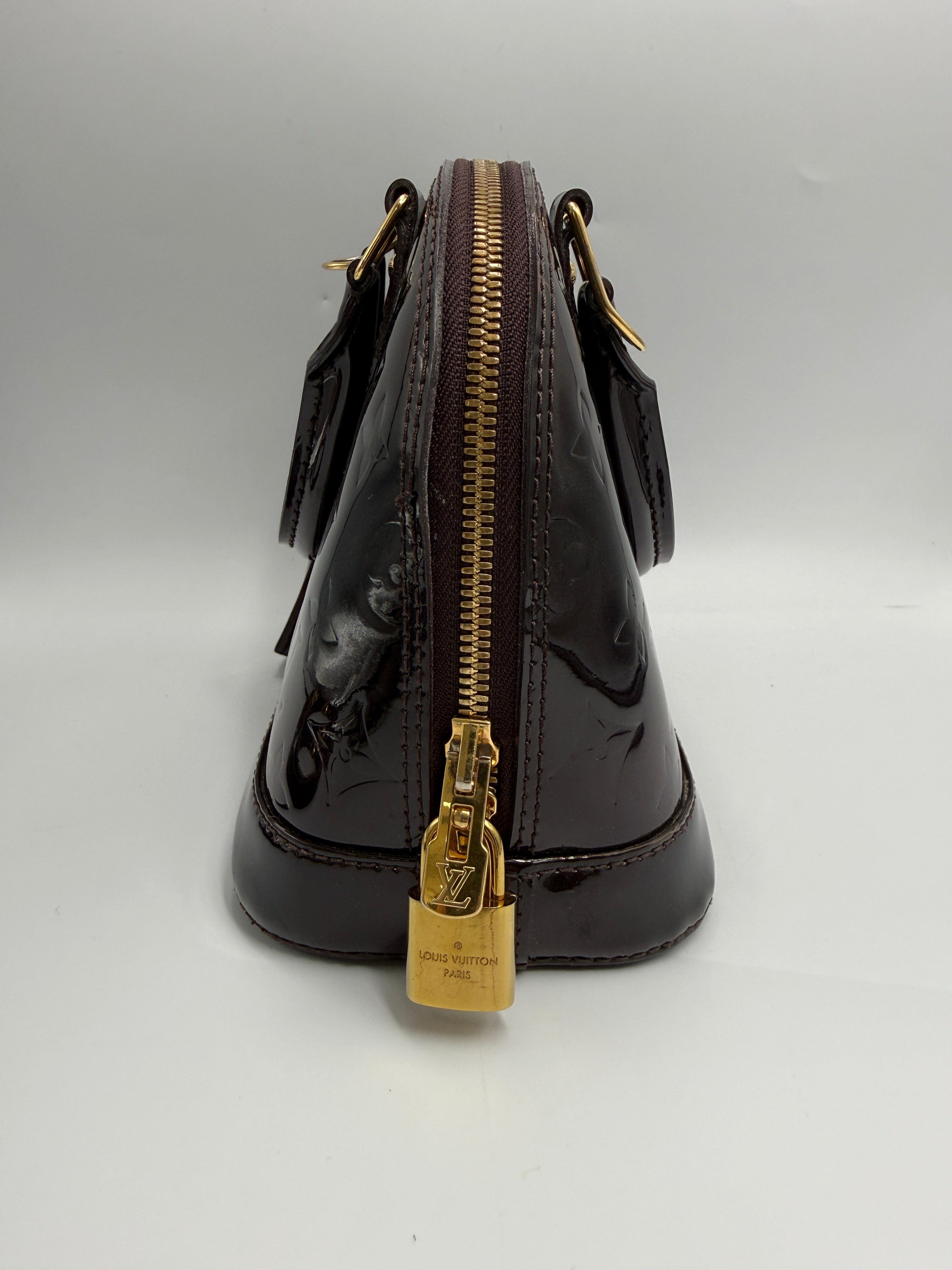 Louis Vuitton Alma BB Burgundy Monogram (2017) Vernis Patent Leather Handbag