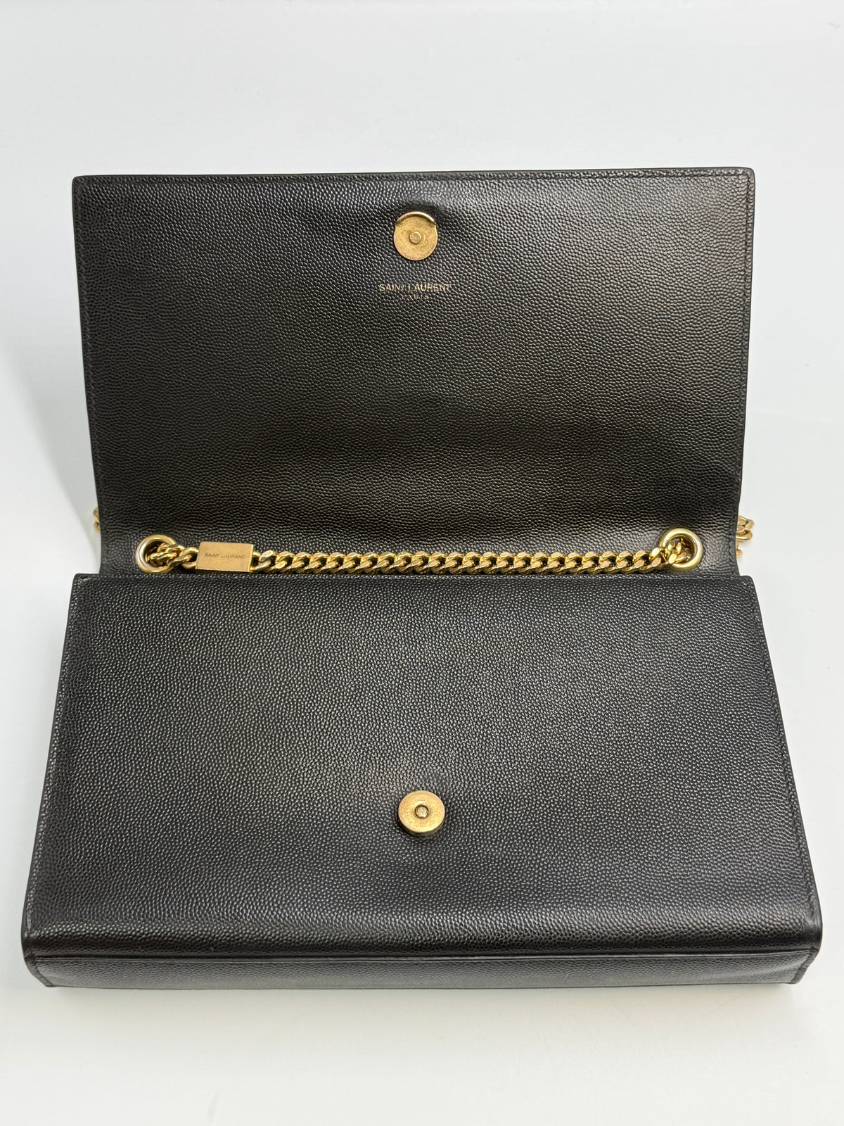 Saint Laurent Medium Kate Shoulder Bag Grain de Poudre Leather – Black & Gold