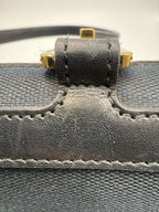 Gucci Vintage Square G Flap Shoulder Bag in Black Canvas and Leather