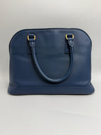 Prada Saffiano Lux Medium Promenade Dome Satchel (Baltico / Dark Navy)