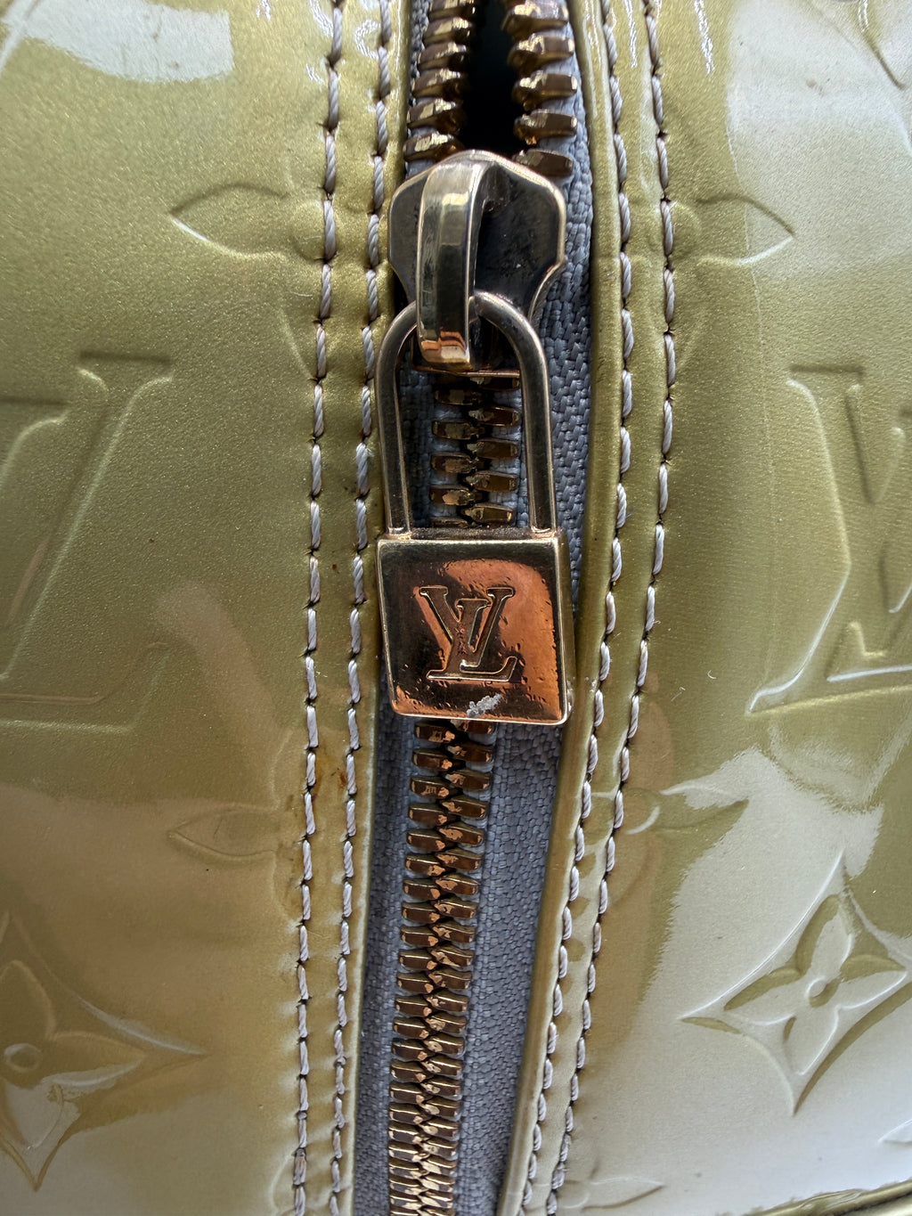 Louis Vuitton Monogram Vernis Soufflot / Tompkins Square Satchel in Bronze