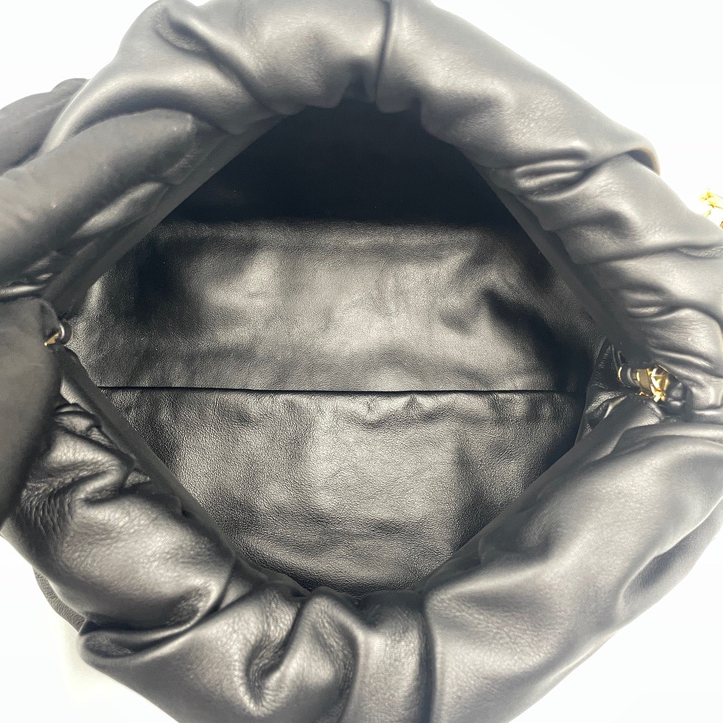 Bottega Veneta The Chain Pouch in Black Vitello Nappato with Gold Hardware