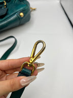 Prada Vitello Shine Teal Green Leather Satchel Bag