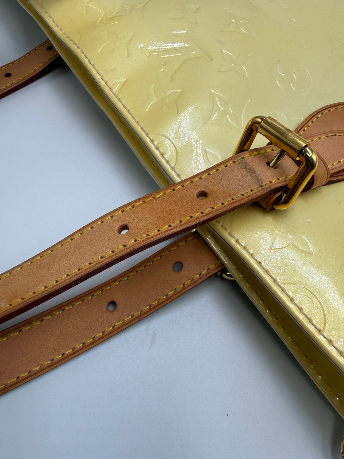 Louis Vuitton Monogram Vernis Houston Tote Bag in Pearl / Yellow