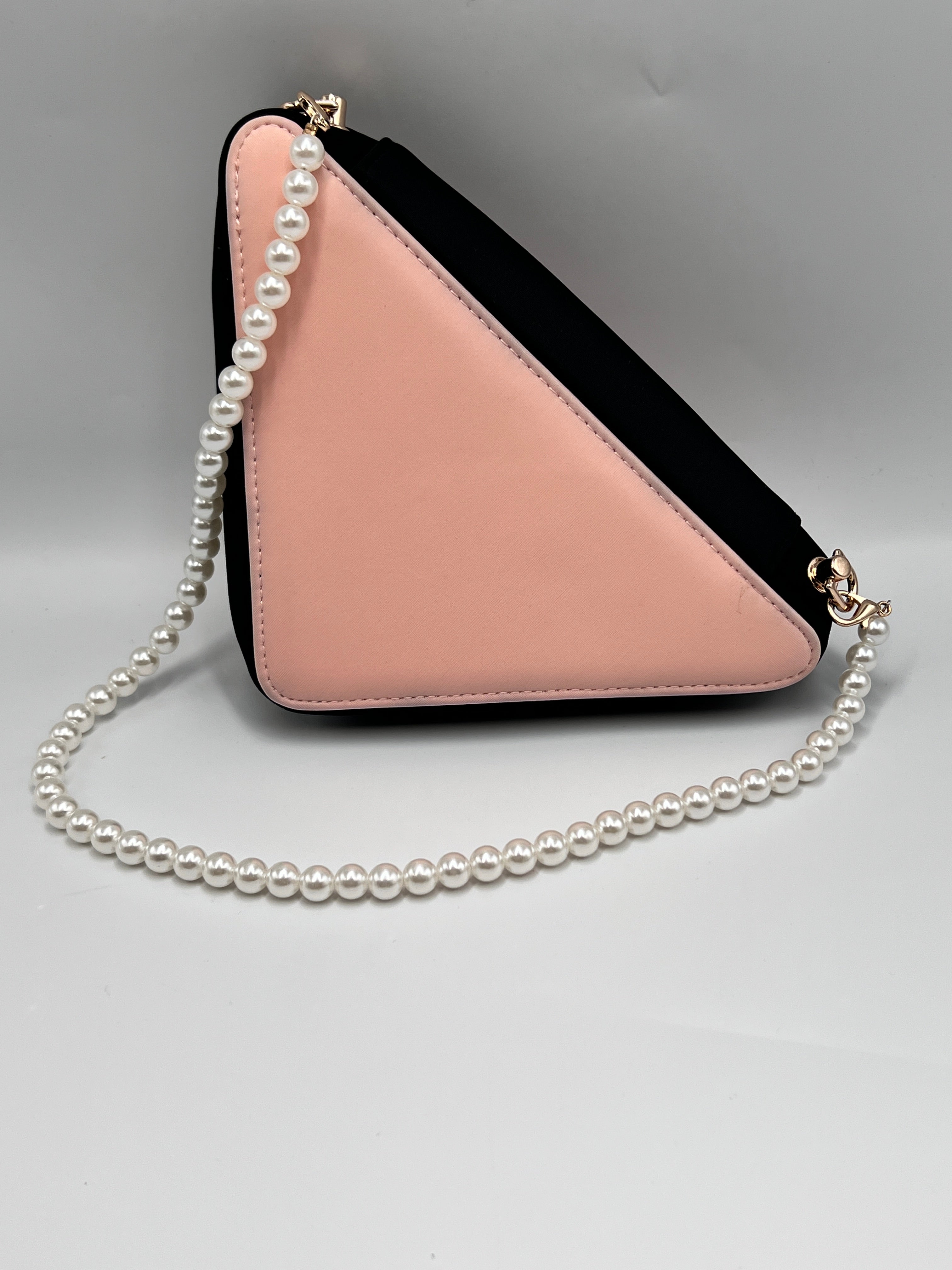 Prada Beauty Pearl Triangle Makeup Pouch Shoulder Bag Pink & Black