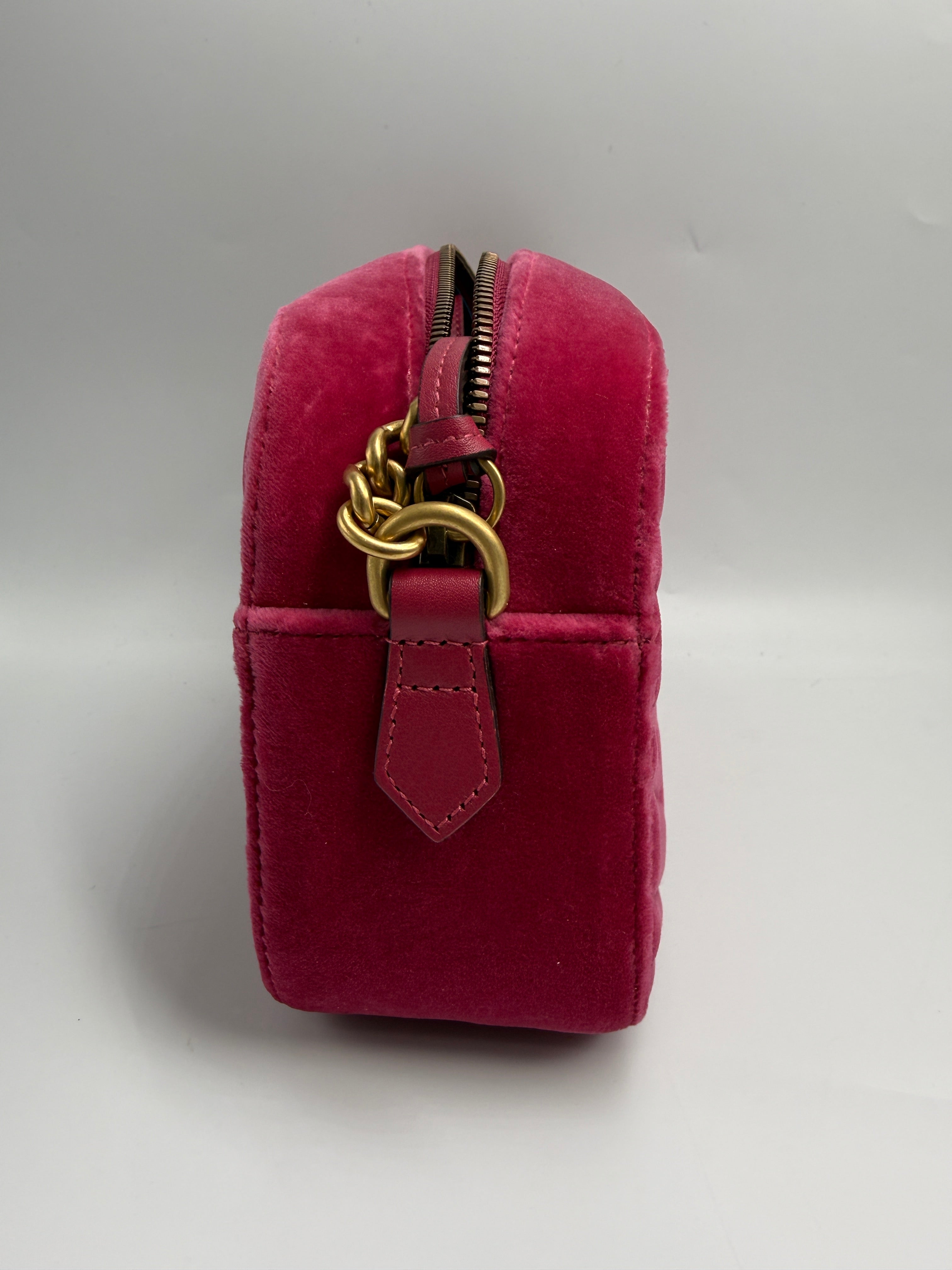 Gucci Velvet Matelass Small GG Marmont Camera Bag