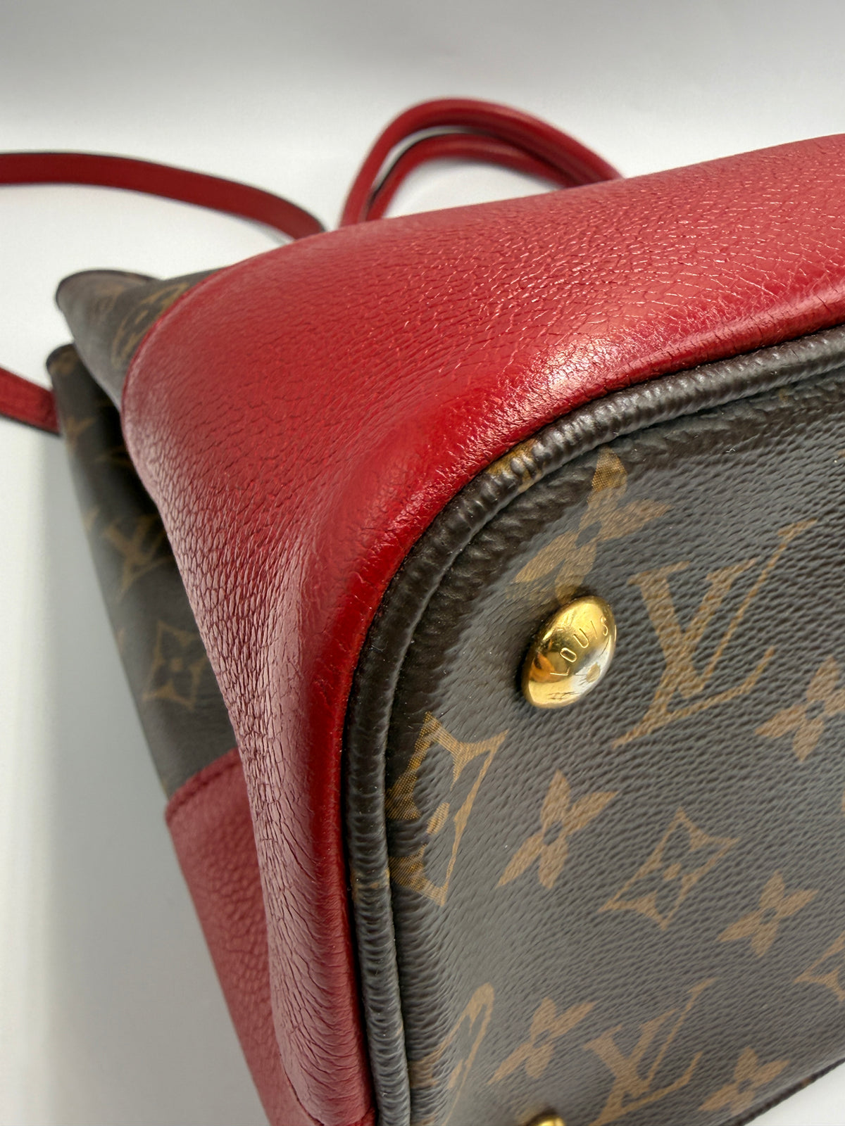Louis Vuitton Flandrin Bag in Monogram Canvas and Red Calfskin