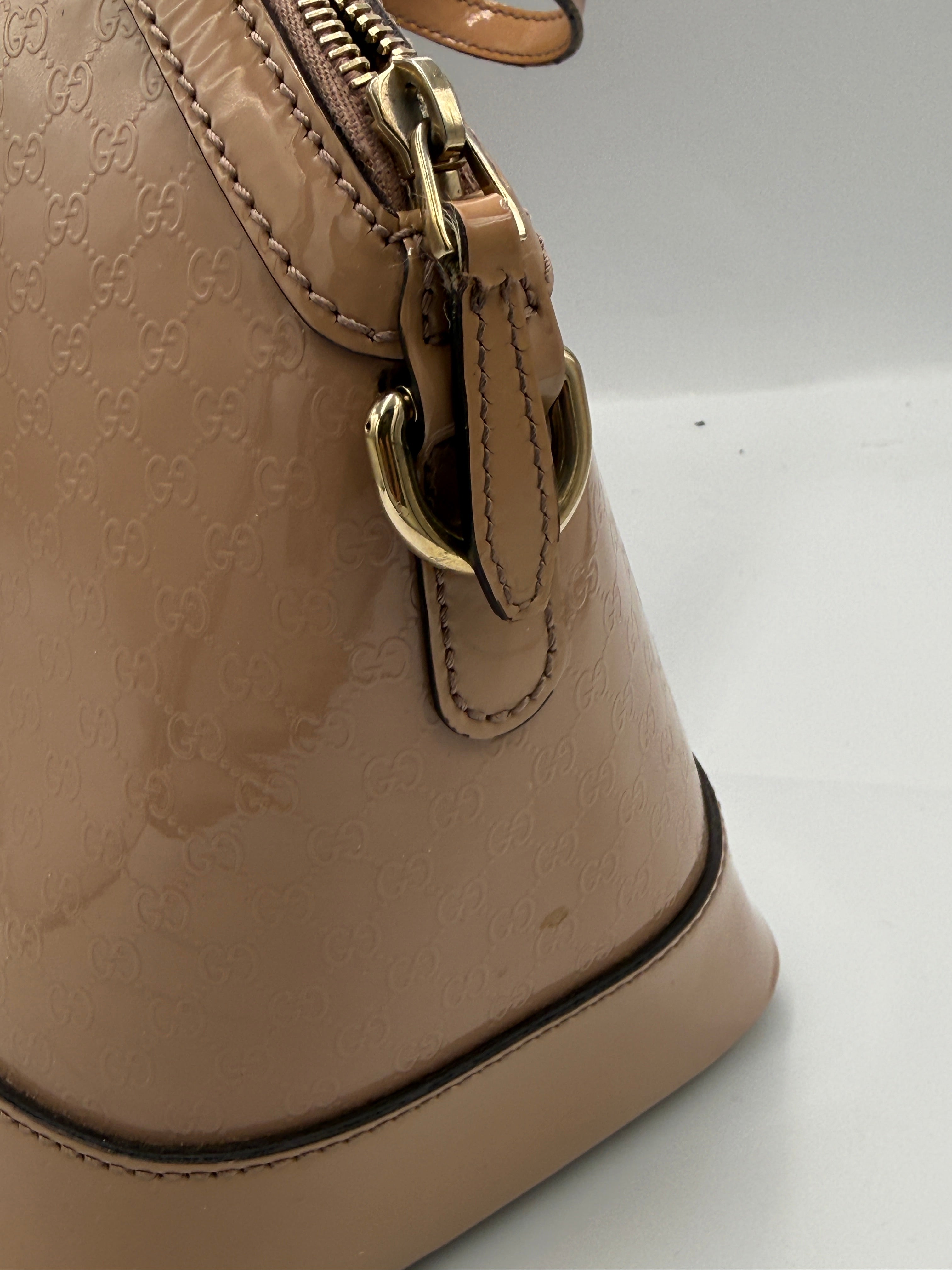 Gucci Microguccissima Patent Leather Dome Bag - Beige Nude