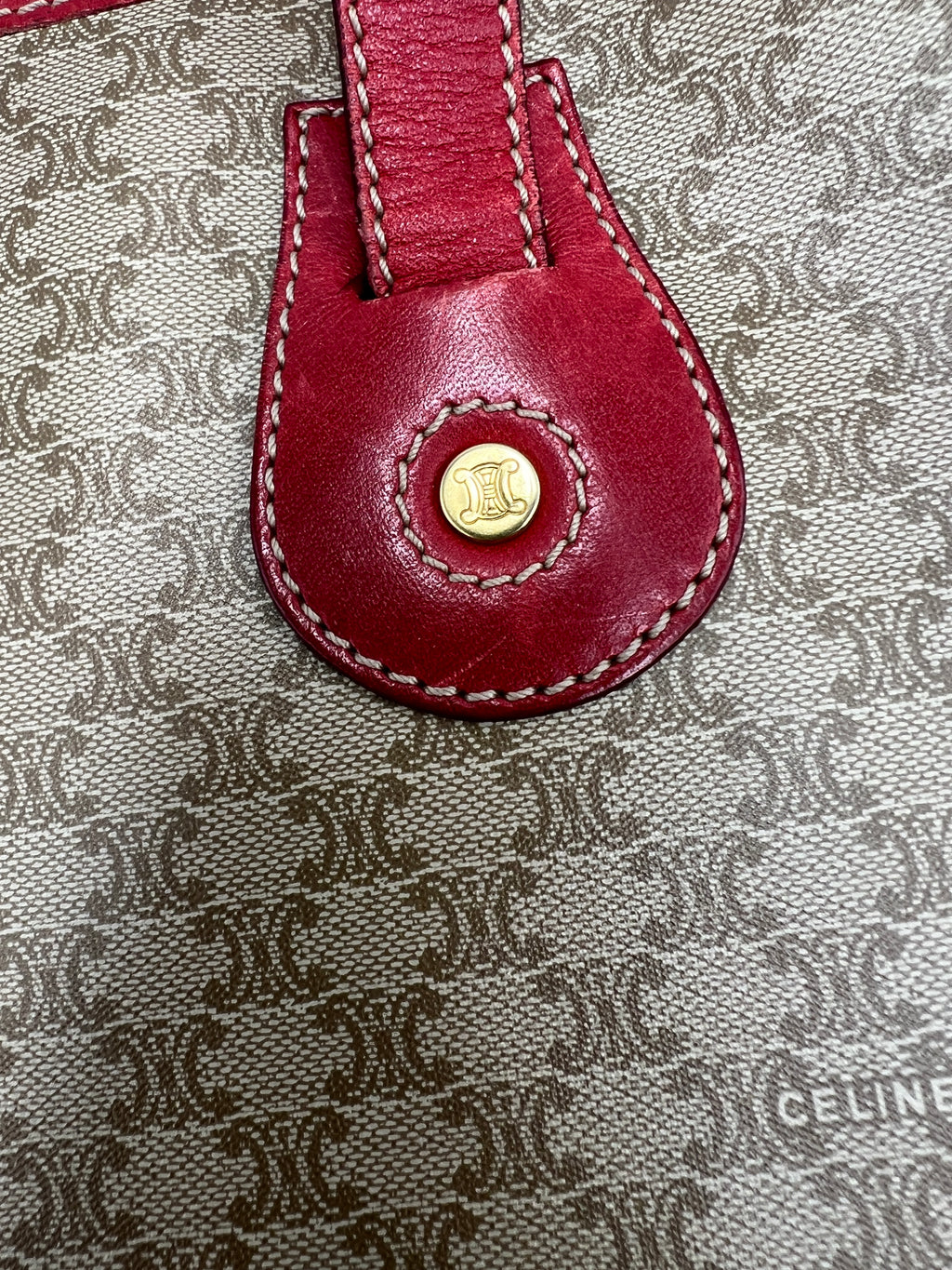 Celine Vintage Macadam Leather Tote Bag