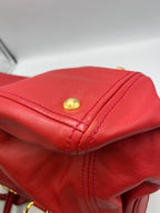 Prada Red Vitello Shine Leather Tote Bag