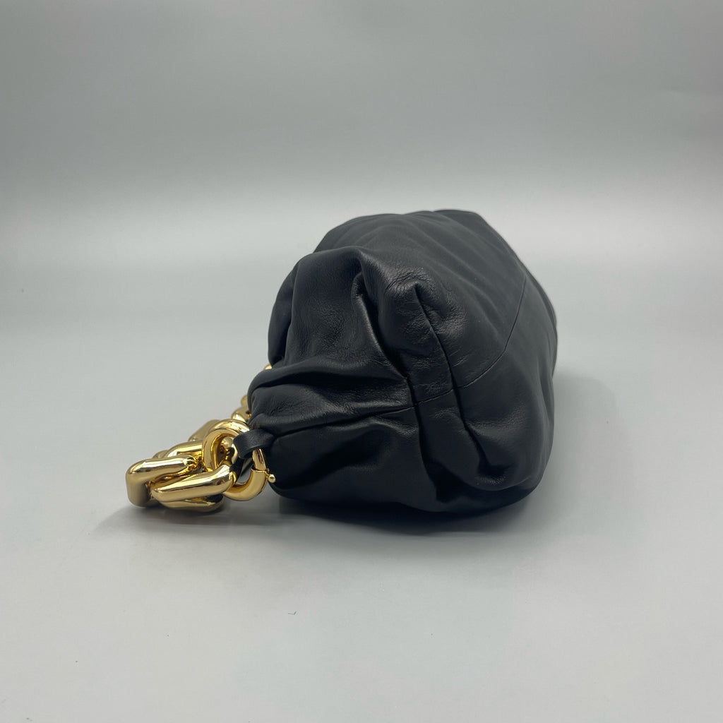 Bottega Veneta The Chain Pouch in Black Vitello Nappato with Gold Hardware