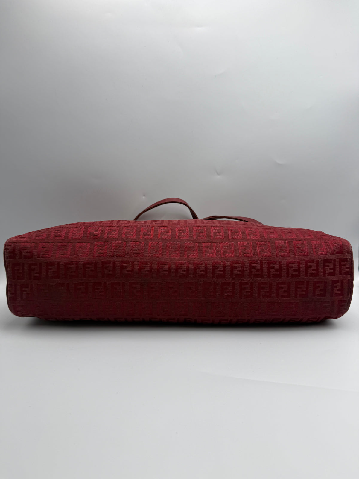Fendi Vintage Zucca Jacquard Canvas Cylindrical Shoulder Bag in Burgundy Red