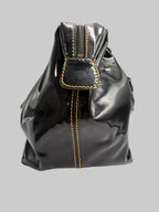 Fendi Vintage Black Patent Leather Chef Bag with Chain Detail