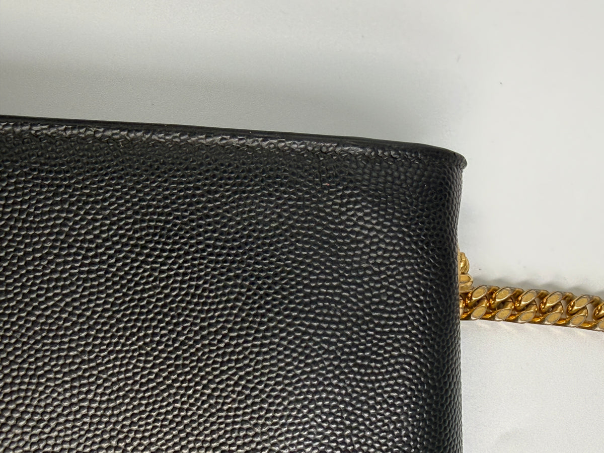 Saint Laurent Medium Kate Shoulder Bag Grain de Poudre Leather – Black & Gold