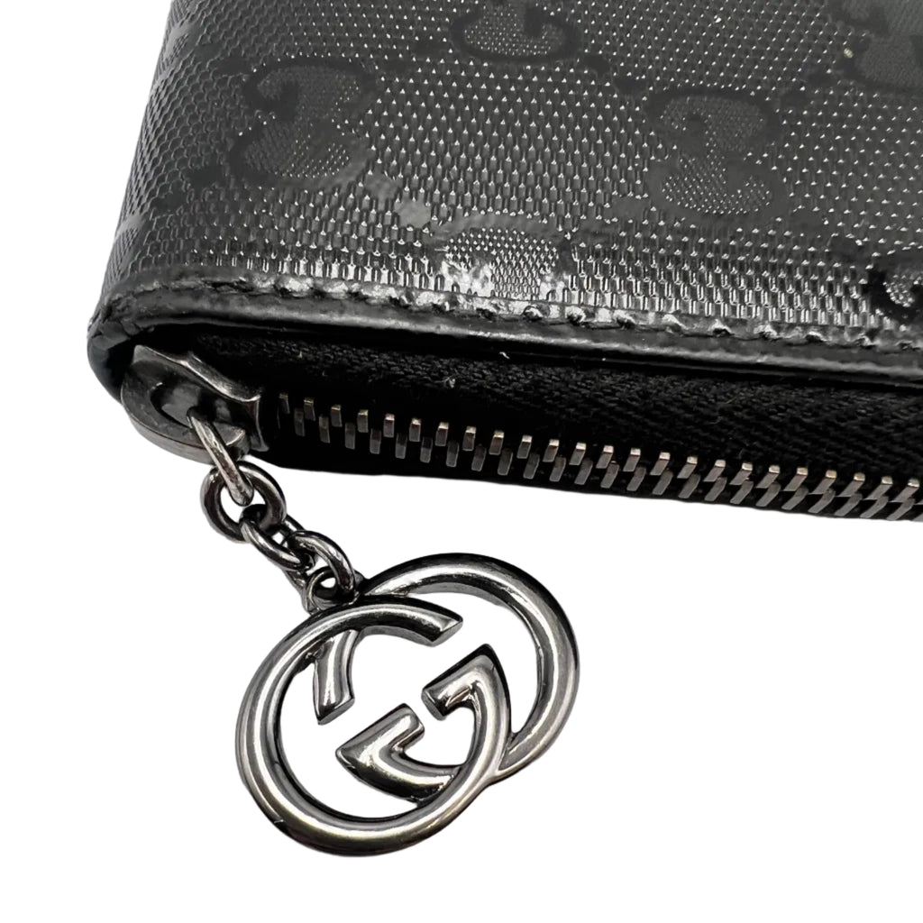 Gucci Guccissima Zip Around Wallet Black Leather