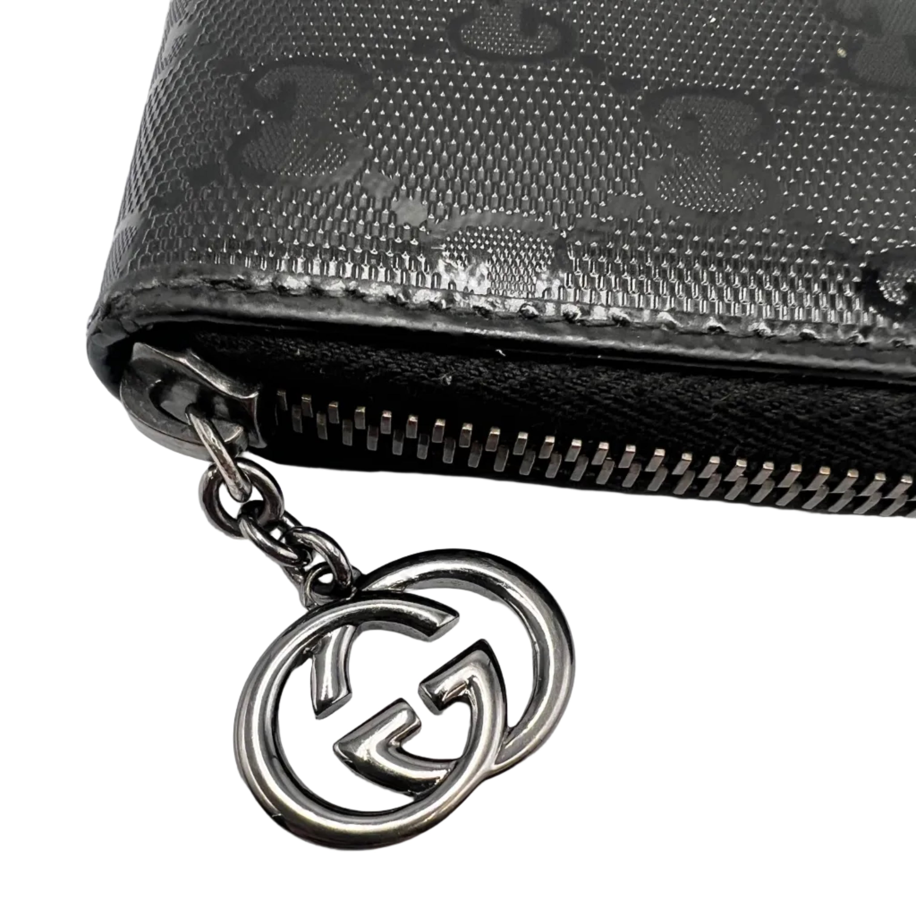 Gucci Guccissima Zip Around Wallet Black Leather