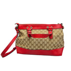 Gucci GG Canvas & Red Leather Heart Charm Shoulder Bag