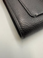 Coach Tabby Chain Clutch / Wallet on Chain with Crystal 'C' in Black Polished Pebble Leather