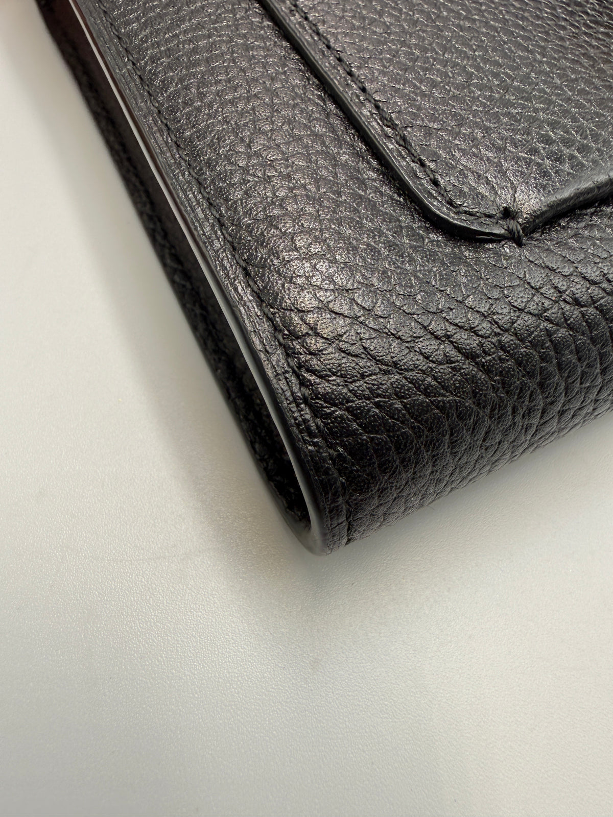 Coach Tabby Chain Clutch / Wallet on Chain with Crystal 'C' in Black Polished Pebble Leather