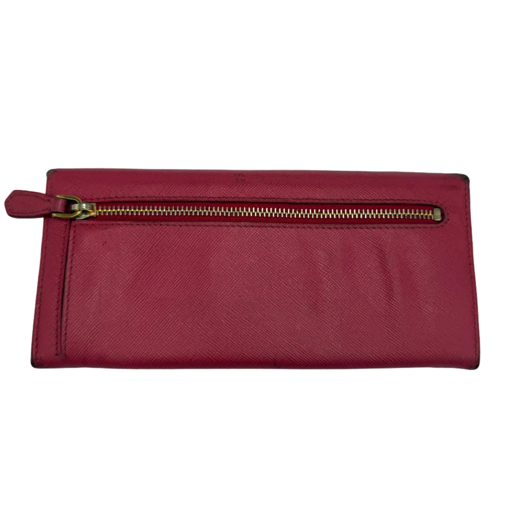 Prada Vitello Move Continental Flap Wallet in Rosso Red