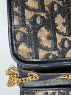 Vintage Christian Dior Trotter Oblique Canvas Clutch Bag in Navy & Beige