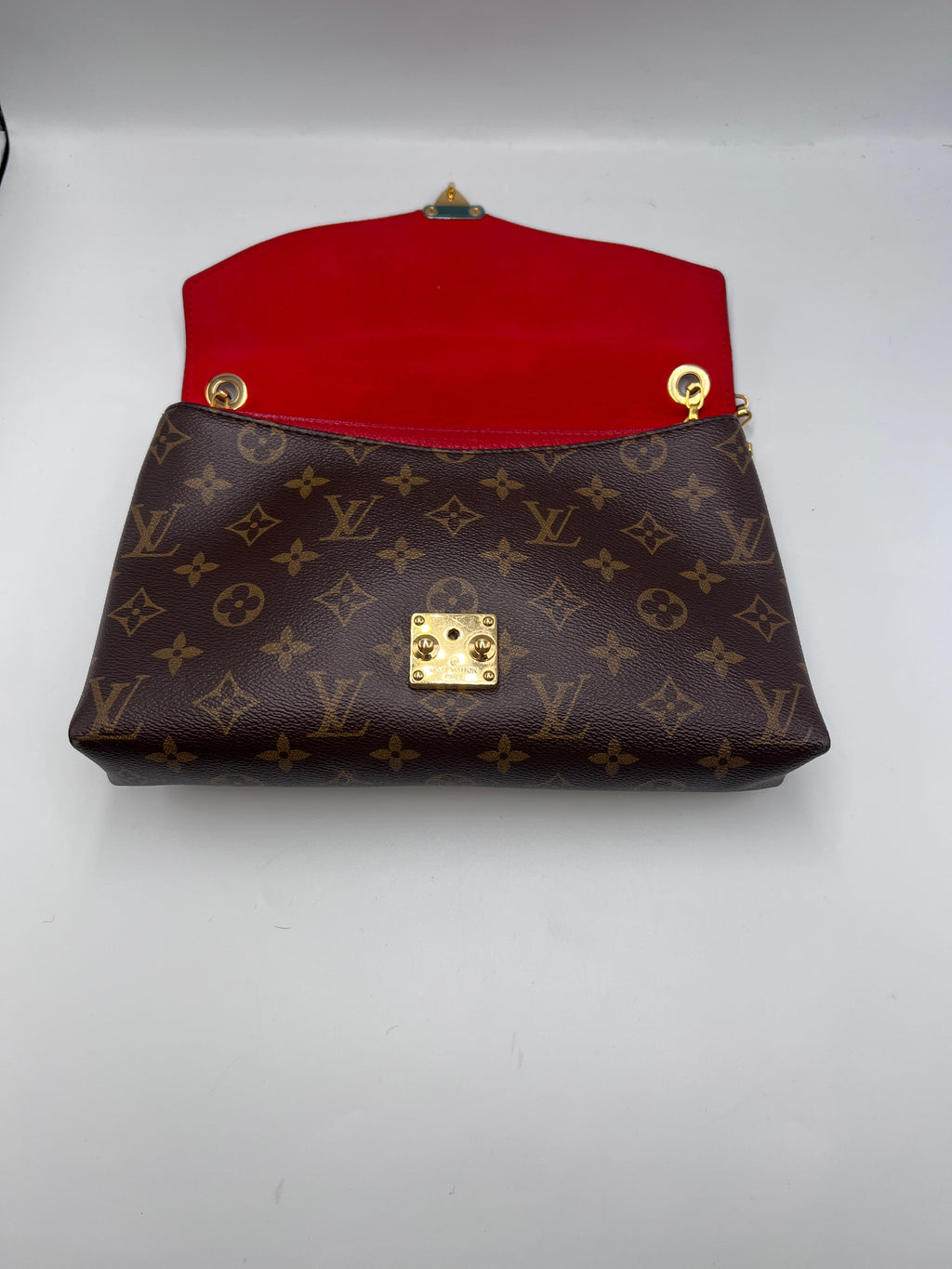 Louis Vuitton Monogram Canvas and Monogram Empreinte Double V Shoulder Bag in Cherry Berry / Ruby