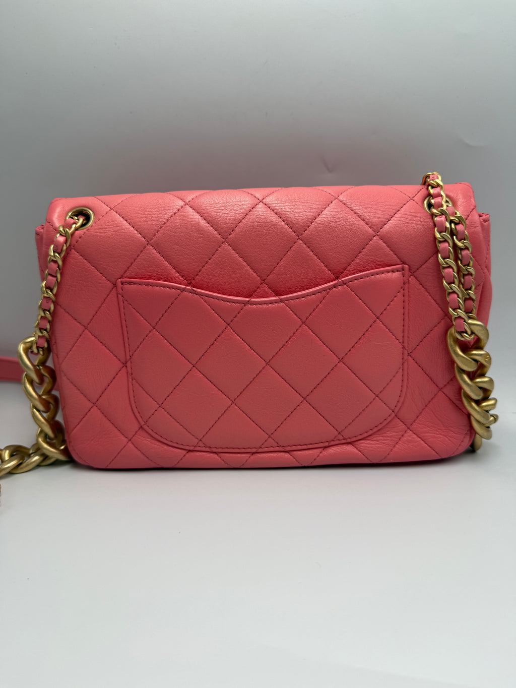 Chanel Small Flap Bag in Coral Pink Lambskin Leather