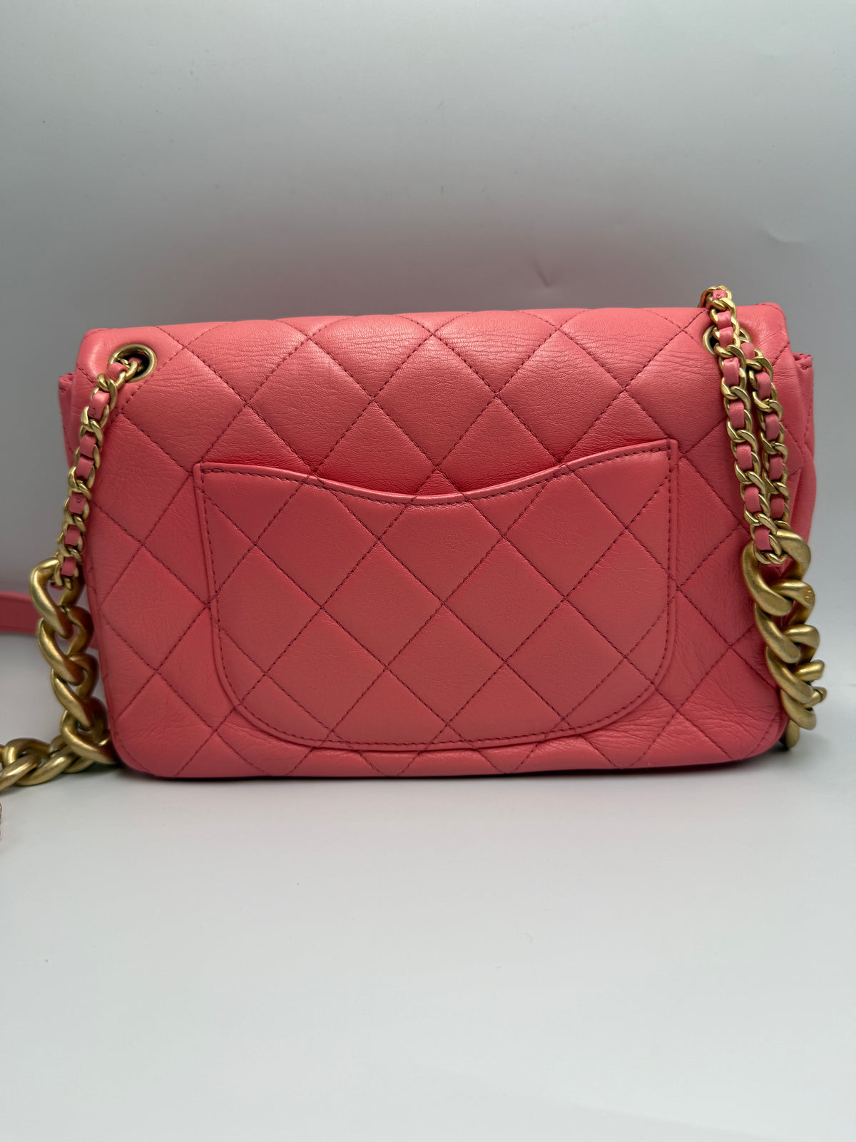 Chanel Small Flap Bag in Coral Pink Lambskin Leather