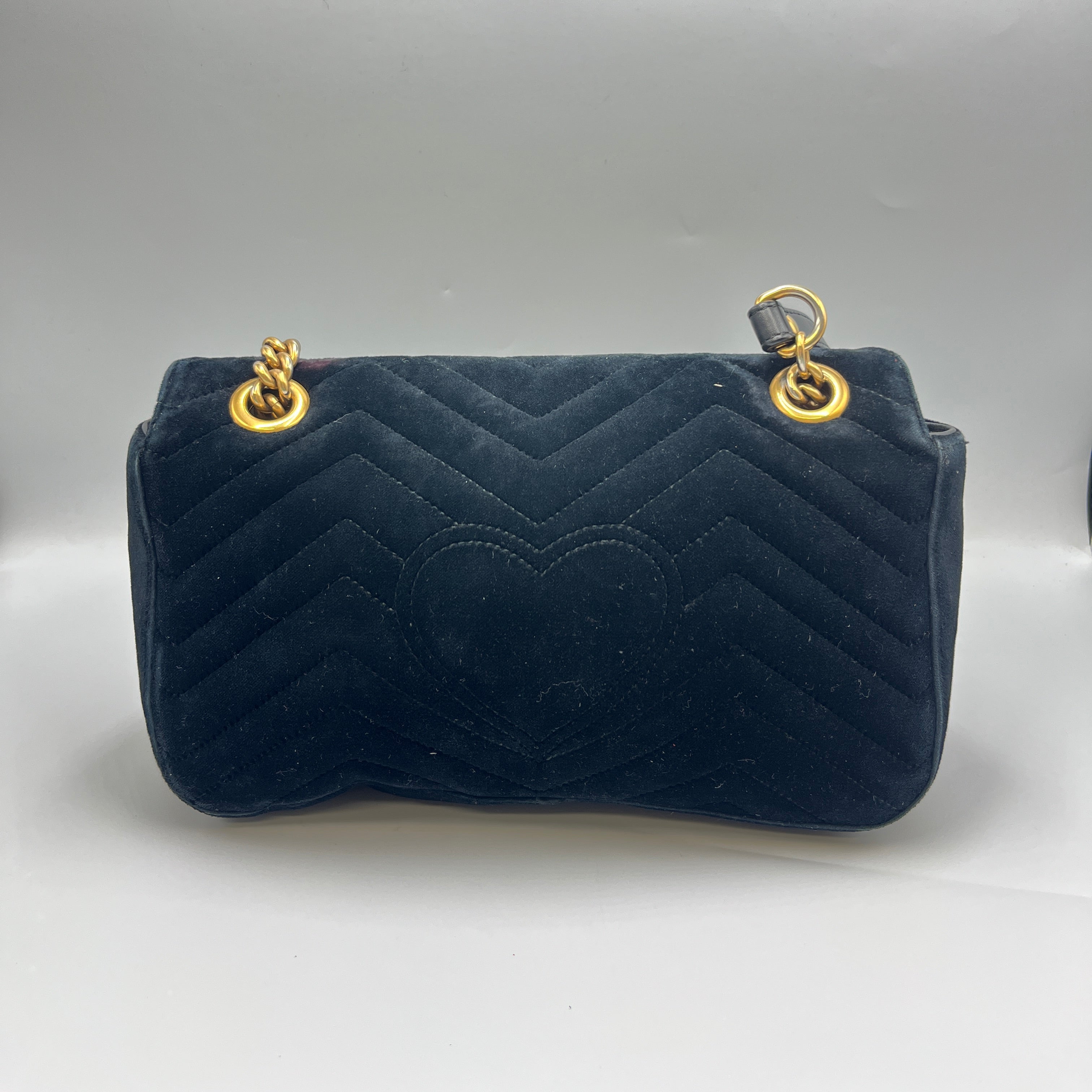 Gucci GG Marmont Small Velvet Shoulder Bag Black with Gold Hardware