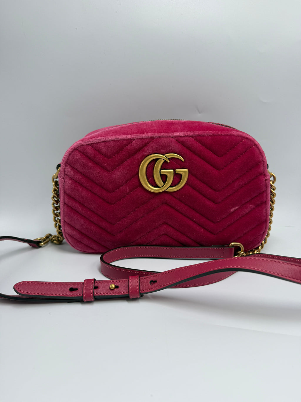 Gucci Velvet Matelass Small GG Marmont Camera Bag