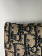 Dior Saddle Pouch / Wallet on Chain in Blue Dior Oblique Jacquard Canvas