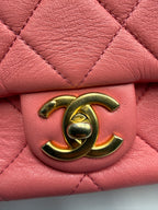 Chanel Small Flap Bag in Coral Pink Lambskin Leather