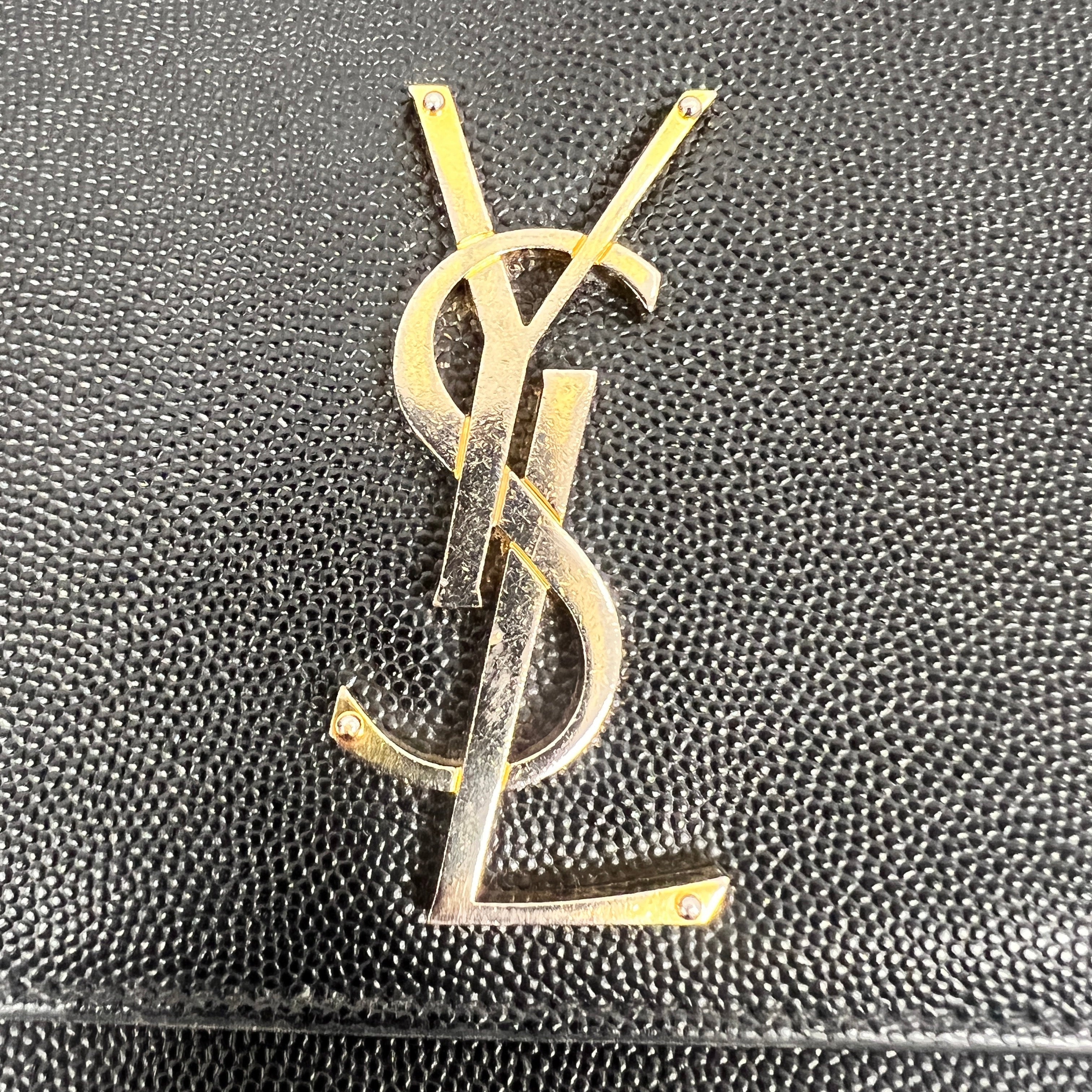 Saint Laurent Medium Kate Shoulder Bag Grain de Poudre Leather – Black & Gold