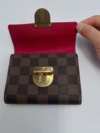 Louis Vuitton Damier Ebene Koala Compact Wallet with Brass Push-Lock