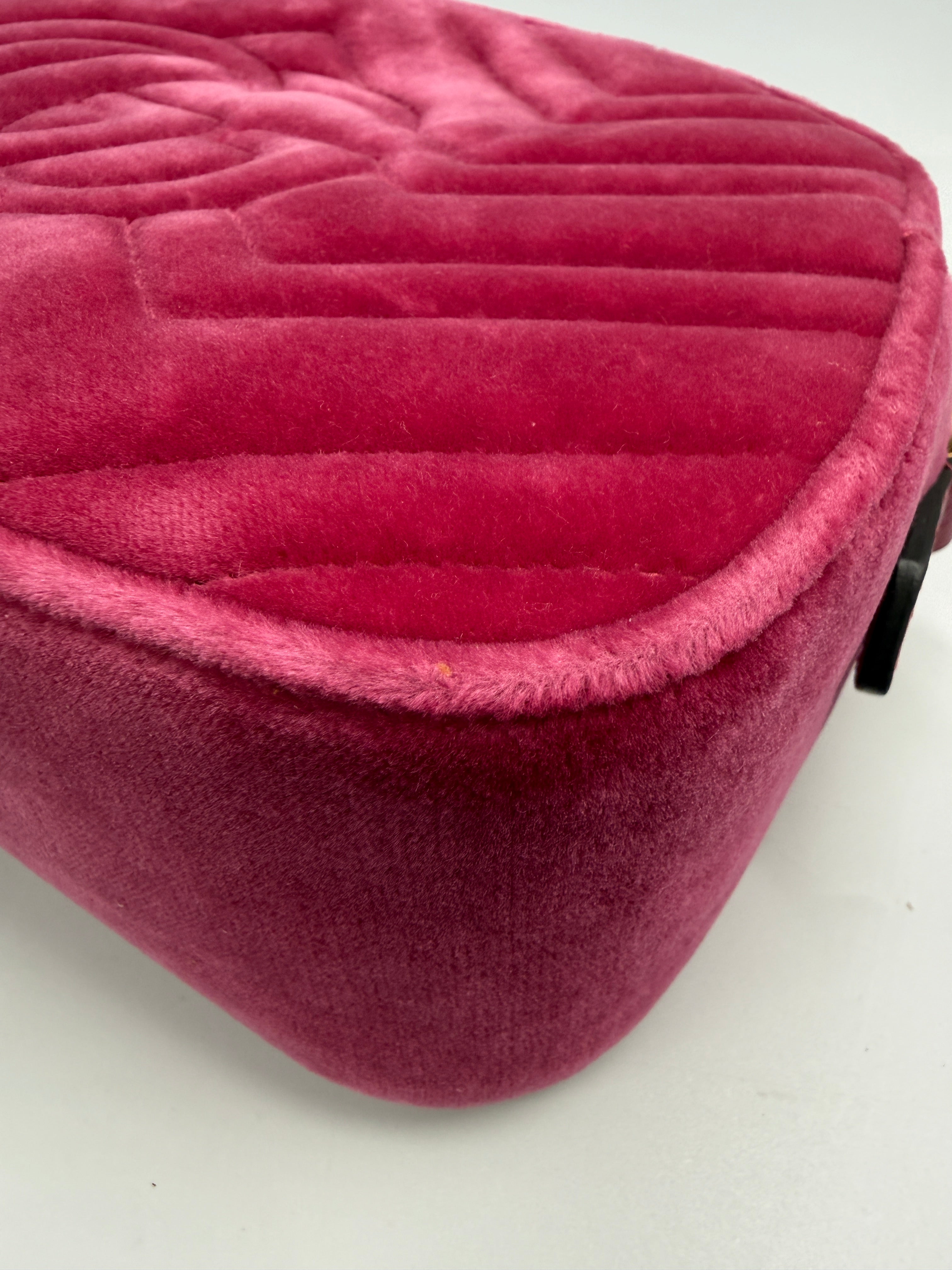 Gucci Velvet Matelass Small GG Marmont Camera Bag