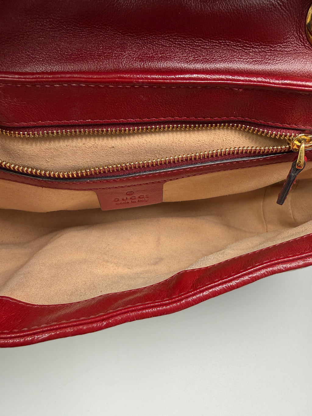 Gucci GG Marmont Small Shoulder Bag in Original GG Canvas with Red Leather Trim