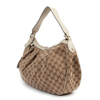 Gucci Sukey Shoulder Bag in GG Canvas with White Leather Trim