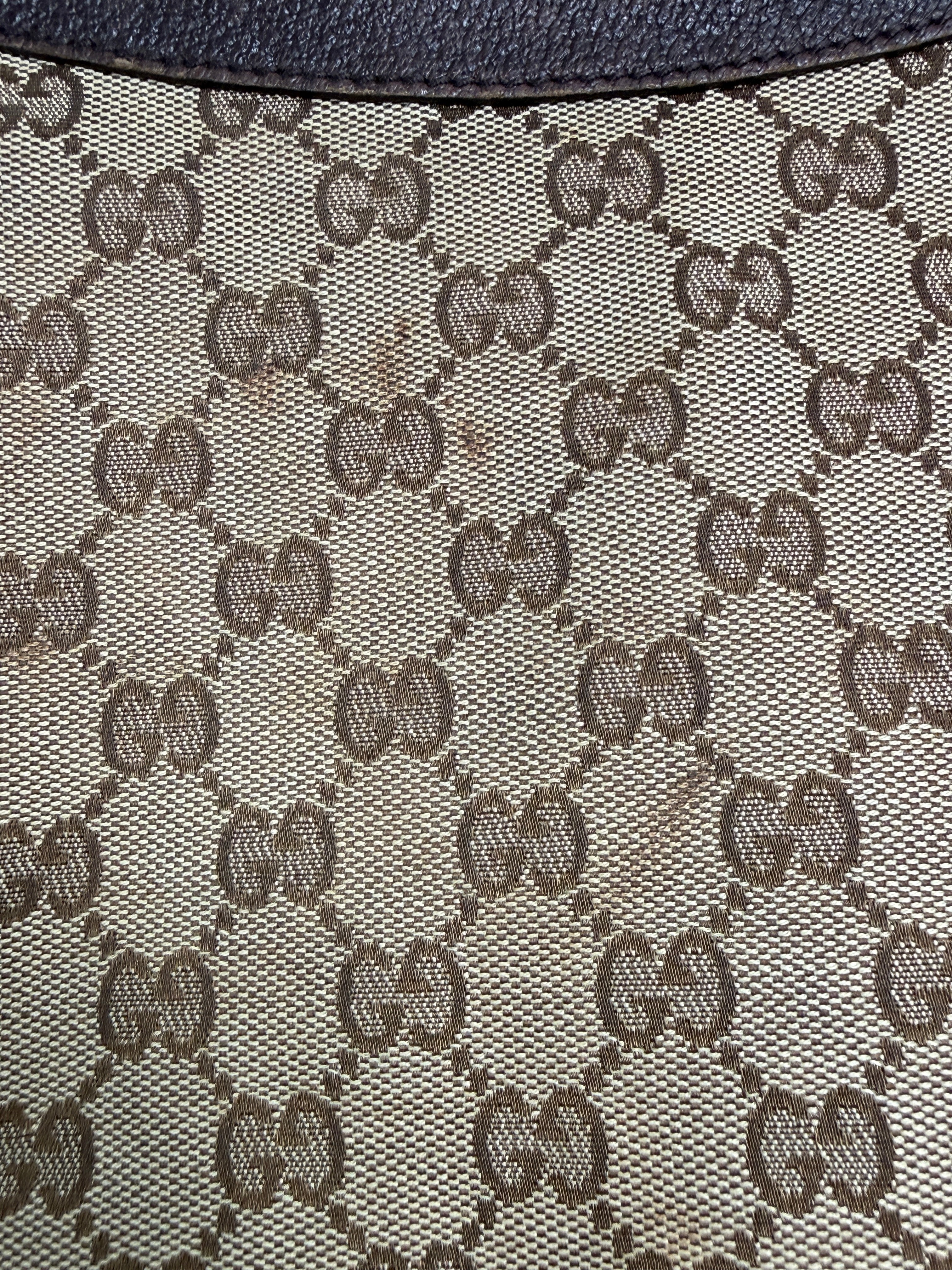 Gucci Vintage Half-Moon Shoulder Bag in GG Canvas with Web Strap