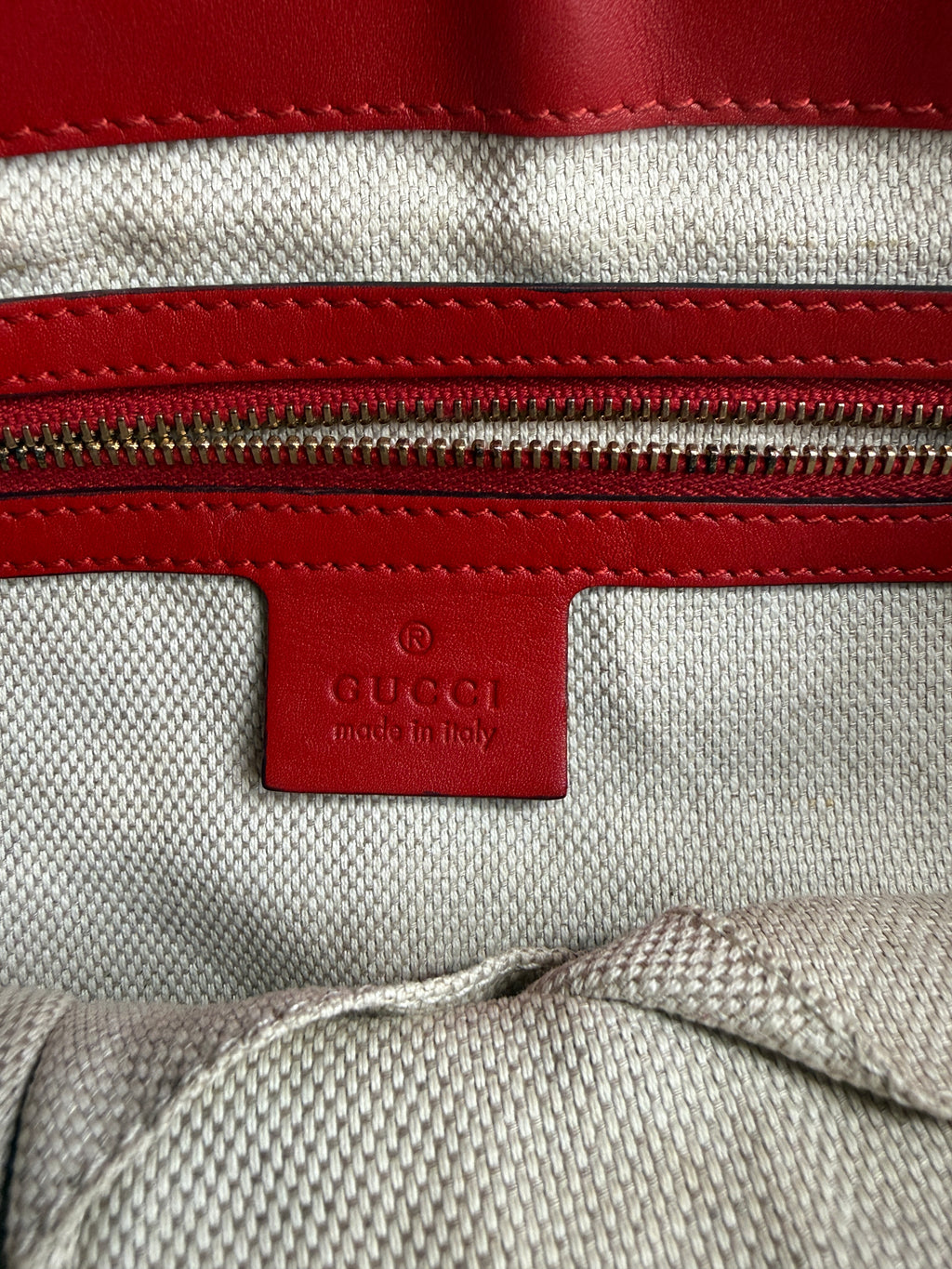 Gucci GG Canvas & Red Leather Heart Charm Shoulder Bag