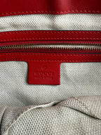 Gucci GG Canvas & Red Leather Heart Charm Shoulder Bag