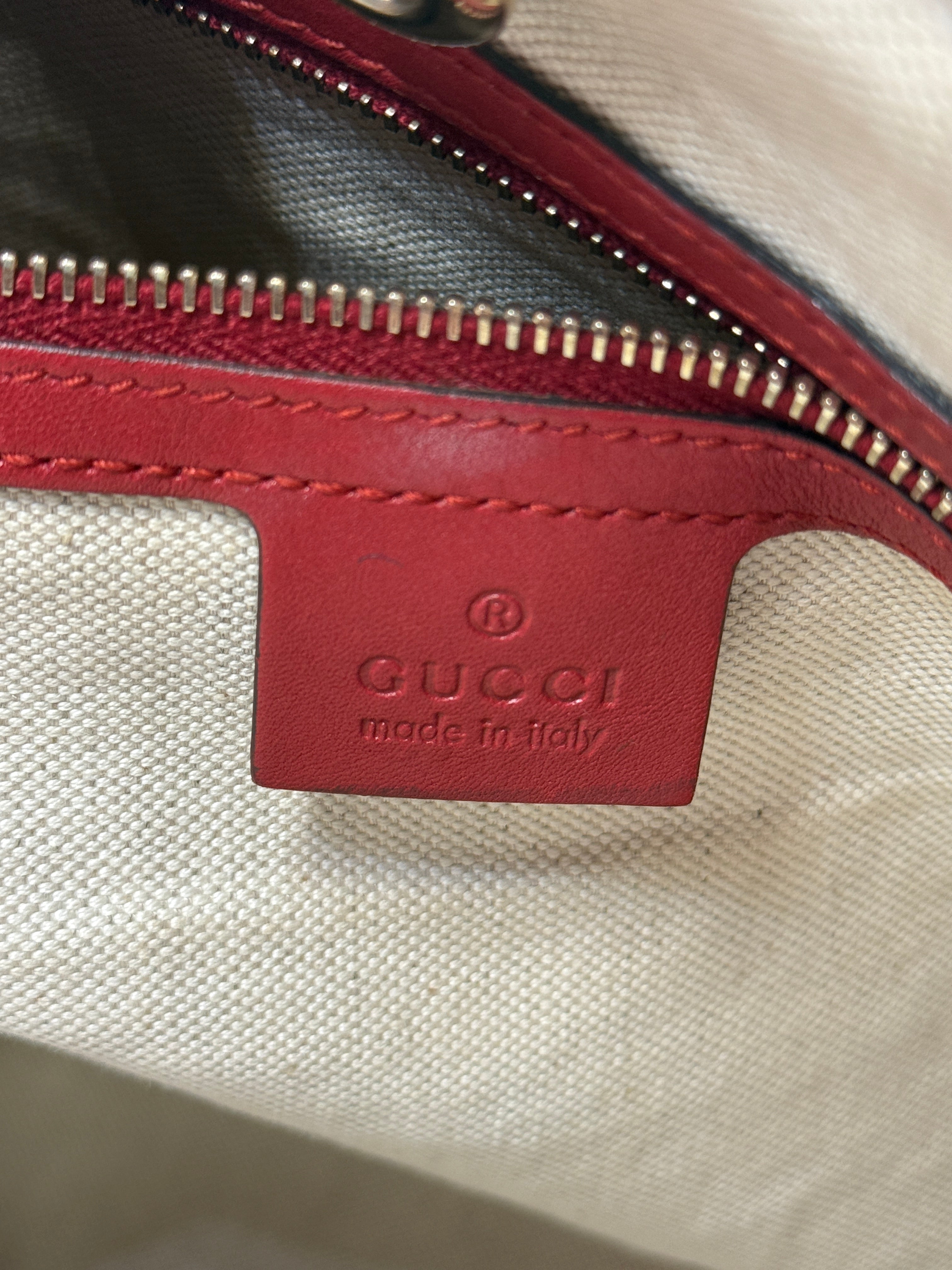 Gucci Red Guccissima Patent Leather Tote Bag