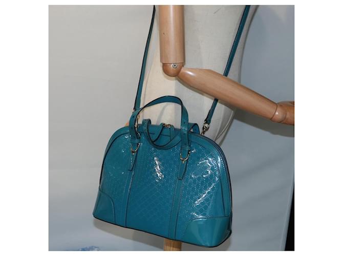 Gucci Micro Guccissima Dome Bag Blue Leather