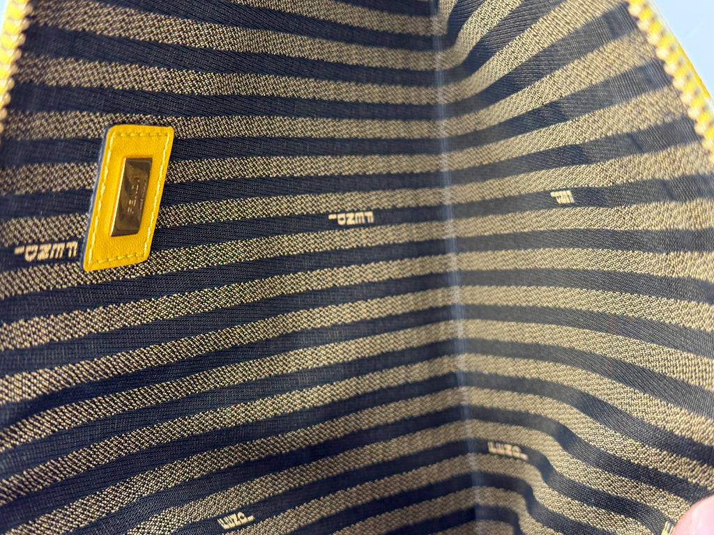 Pre-owned Fendi Yellow & White Vertigo Canvas Pouch