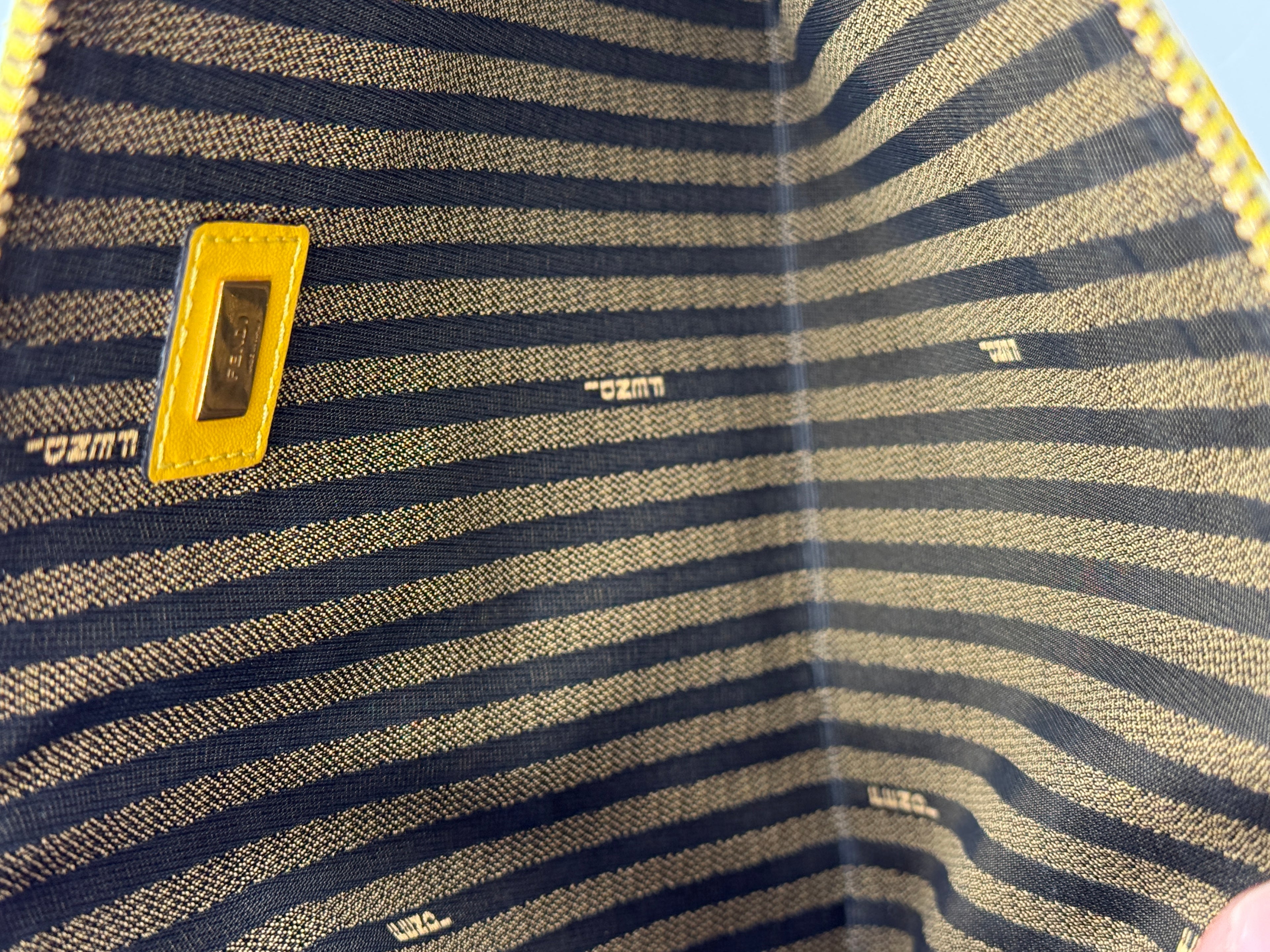 Pre-owned Fendi Yellow & White Vertigo Canvas Pouch