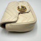 Gucci GG Marmont Super Mini Shoulder Bag Beige Matelassé Leather