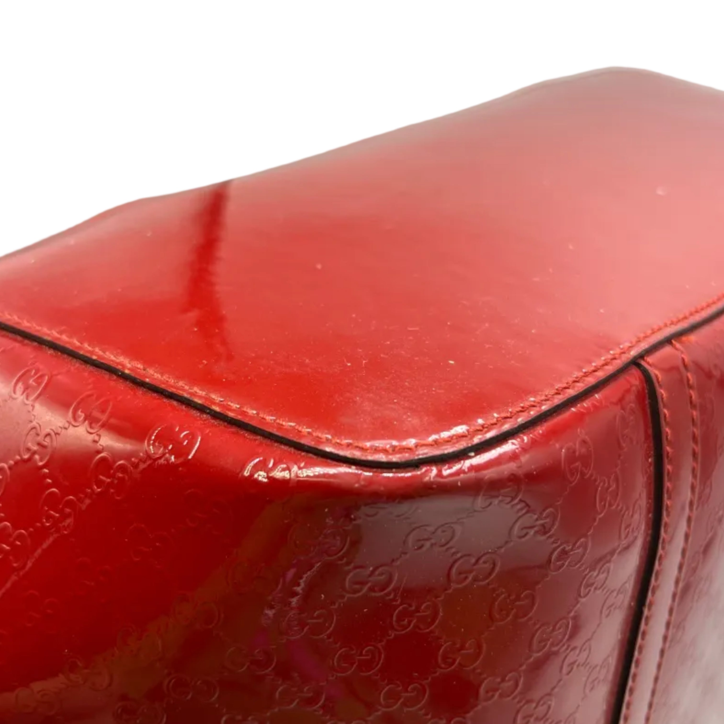 Gucci Red Guccissima Patent Leather Tote Bag