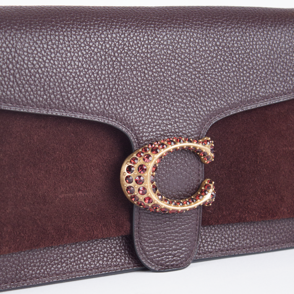 Rare Coach Tabby Shoulder Bag 26 – Burgundy Leather & Suede with Crystal 'C' Buckle